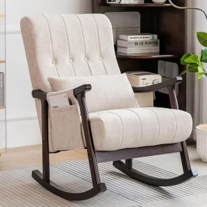 Rocking Chair Indoor w/Pillow ＆ Side Pocket