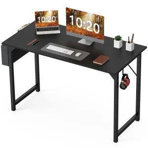 Sleek Computer Desk with Side Bag & Hook